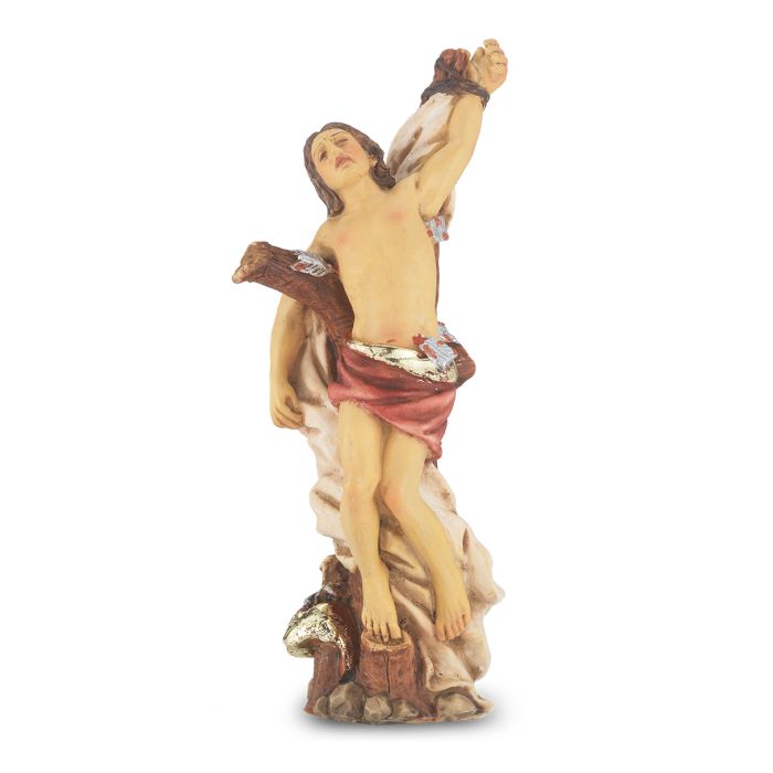 4" Cold Cast Resin Hand Painted Statue of Saint Sebastian in a Deluxe Window Box