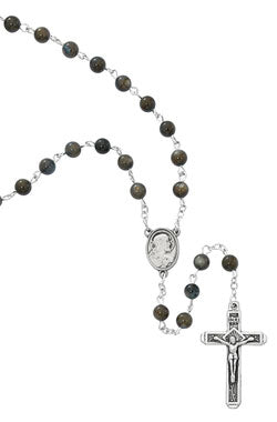 6MM Grey Swirl Sacred Heart Rosary