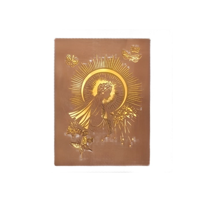 7.75" LED Laser Cut Wood Madonna