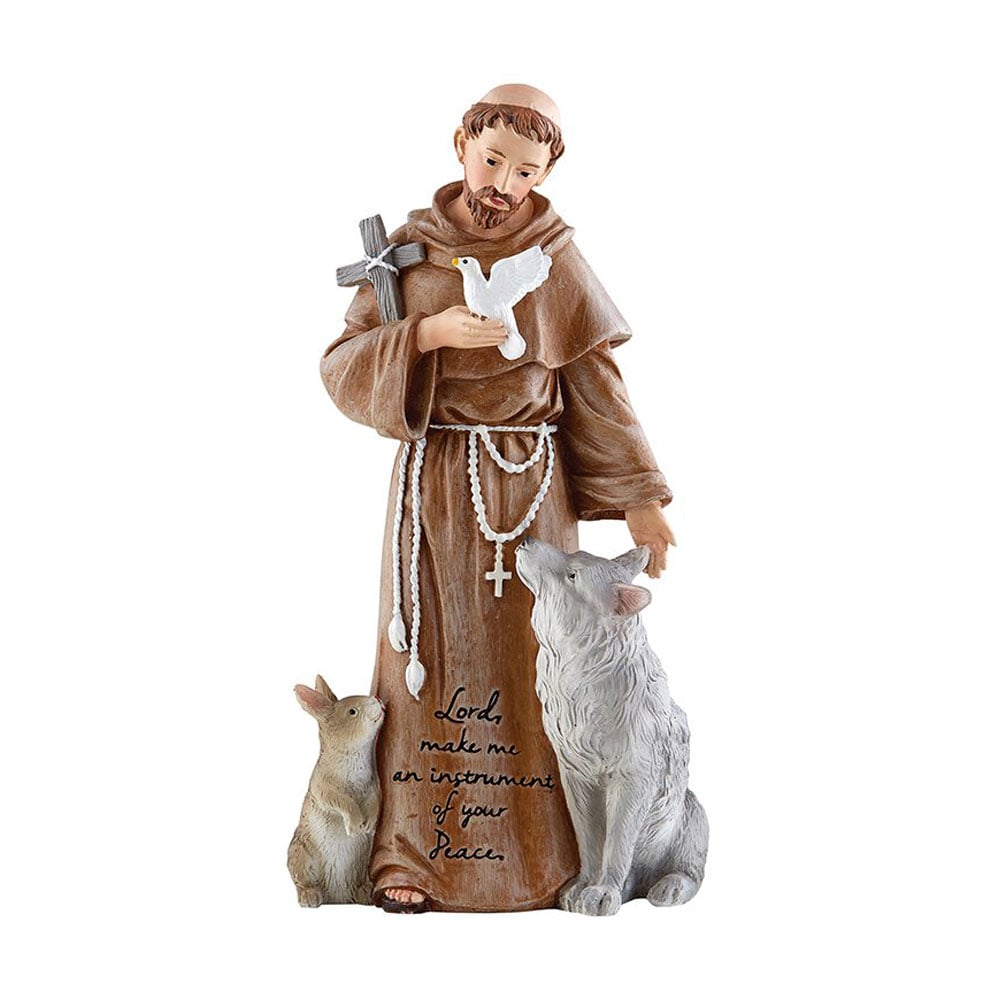 8" St. Francis Statue with Prayer Inscription