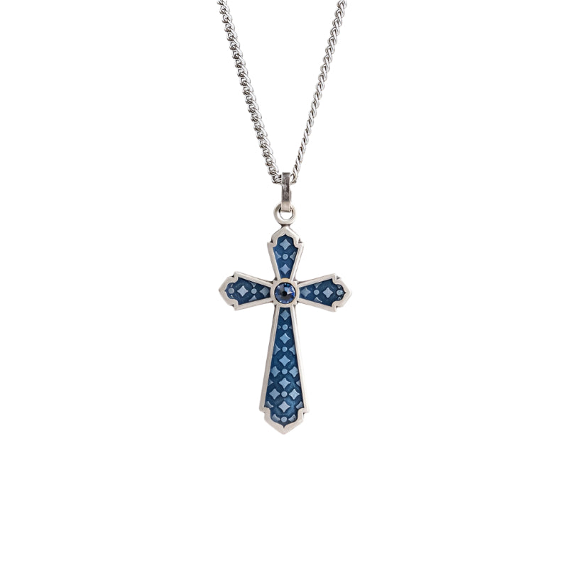 Blue Cross Silver Plated Necklace