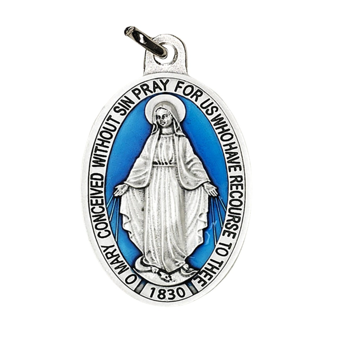 1.5" Blue Enameled Miraculous Medal