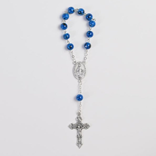 8mm Blue Glass Single Decade Rosary