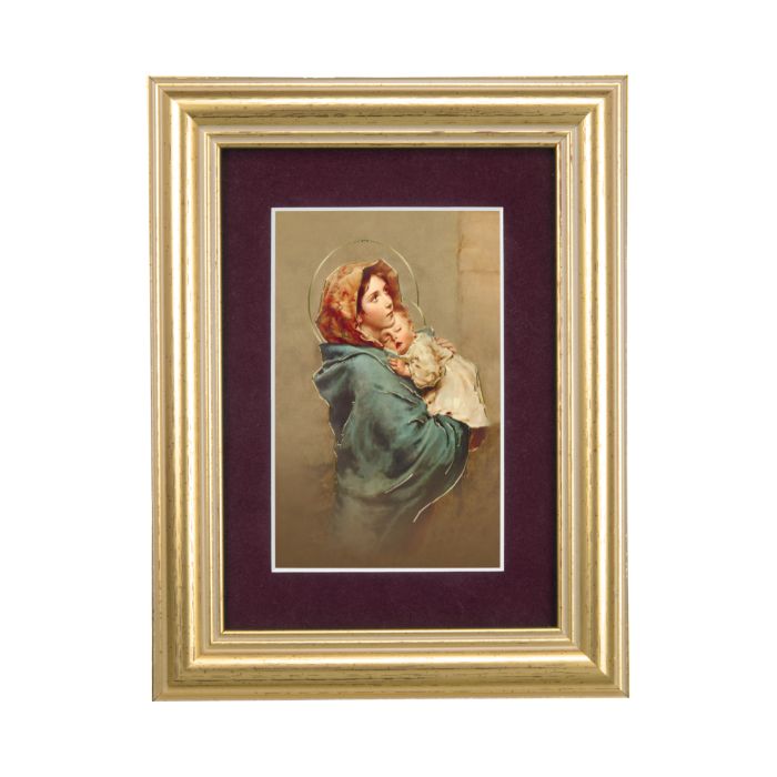 6.5" Gold Frame & Burgundy Matte with a Madonna of the Street Print