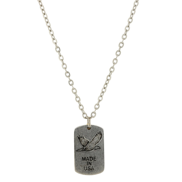 Cross Charm and American Flag Dog Tag Pendant Necklace