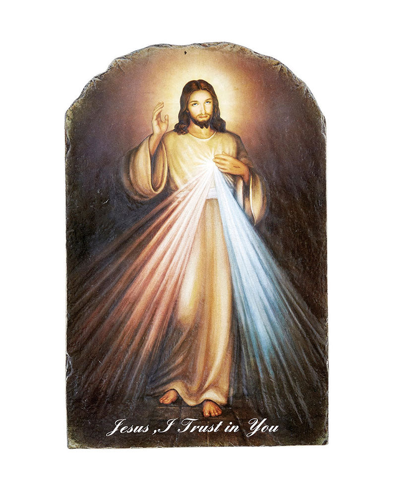 8.5" Divine Mercy Arched Tile Plaque