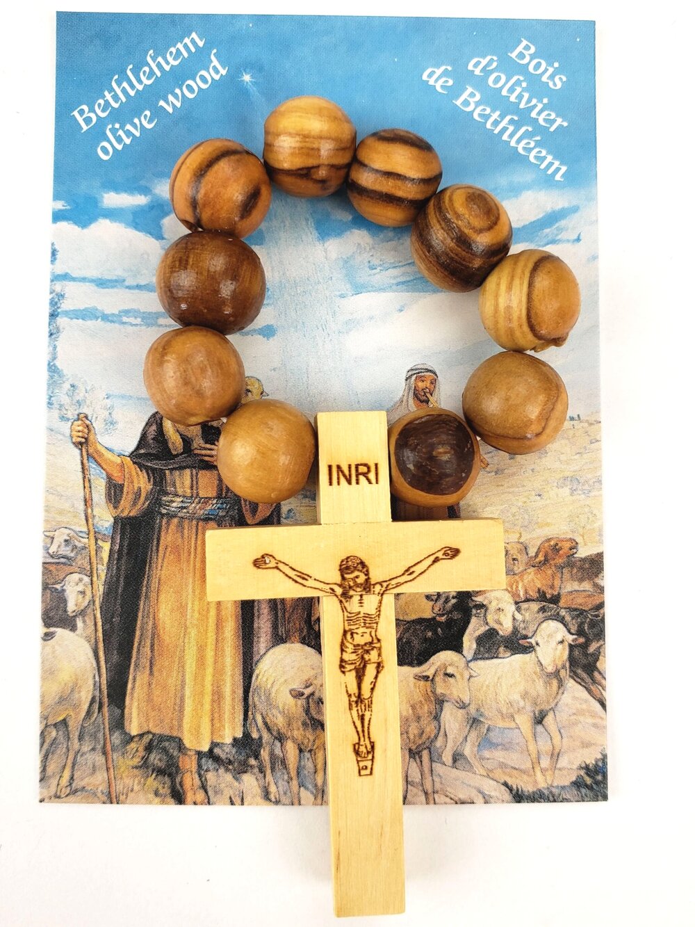 10mm Elastic Olive Wood Finger Rosary