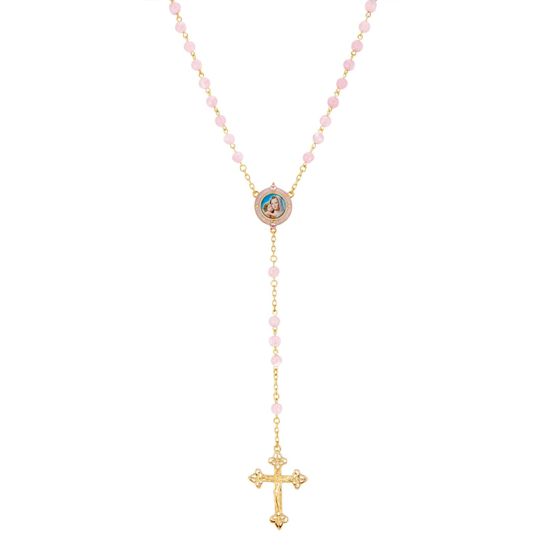 Glass Beaded Hand Enamel Mary And Child Decal Rosary