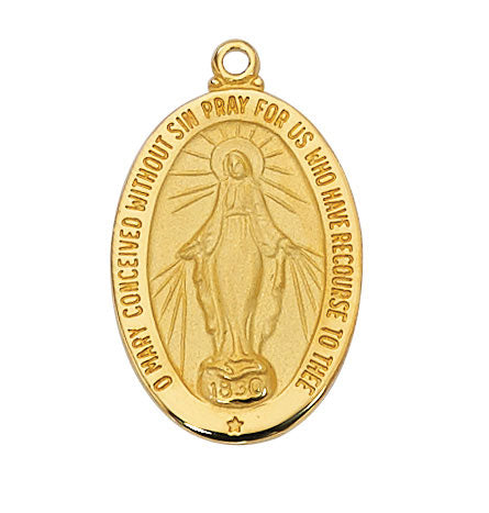 Gold on Sterling Silver Miraculous Medal on 20" Chain