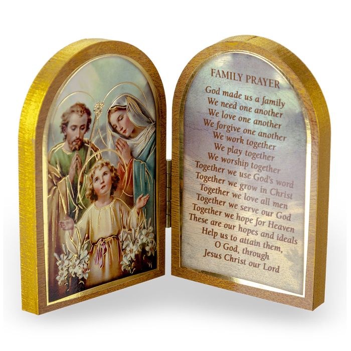 3.5" Holy Family Wooden Diptych