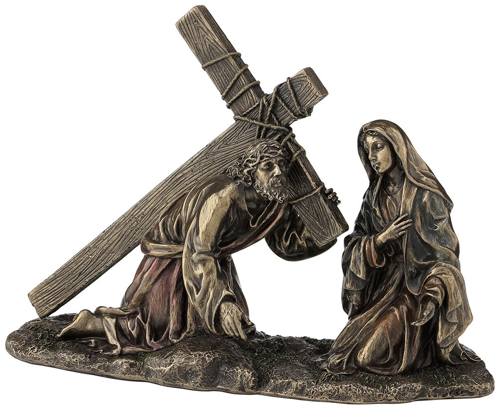 7.68" Jesus on the Way to Calvary - Bronze Style Statue