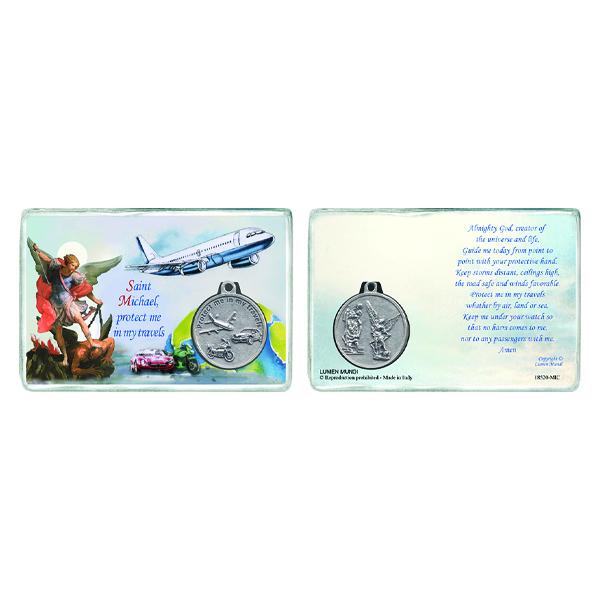 Laminated St. Michael Prayer Card and Travelers Medal