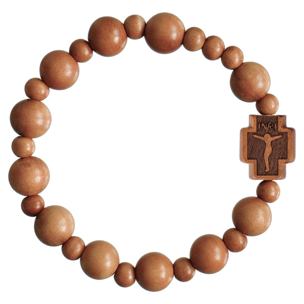 Light Jujube Wood Round Rosary Bracelet