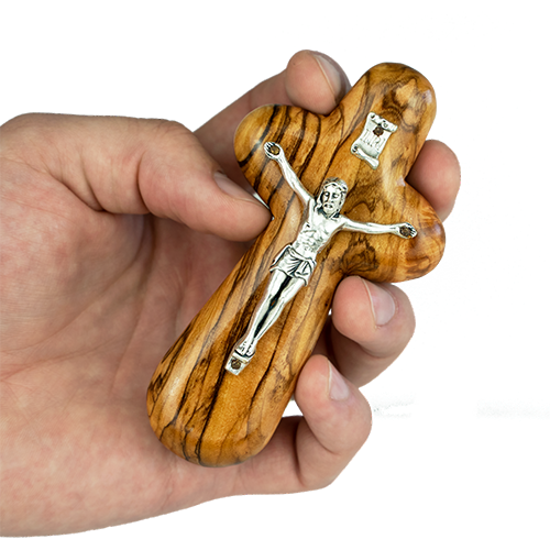 Olive Wood Comfort Cross With Crucifix