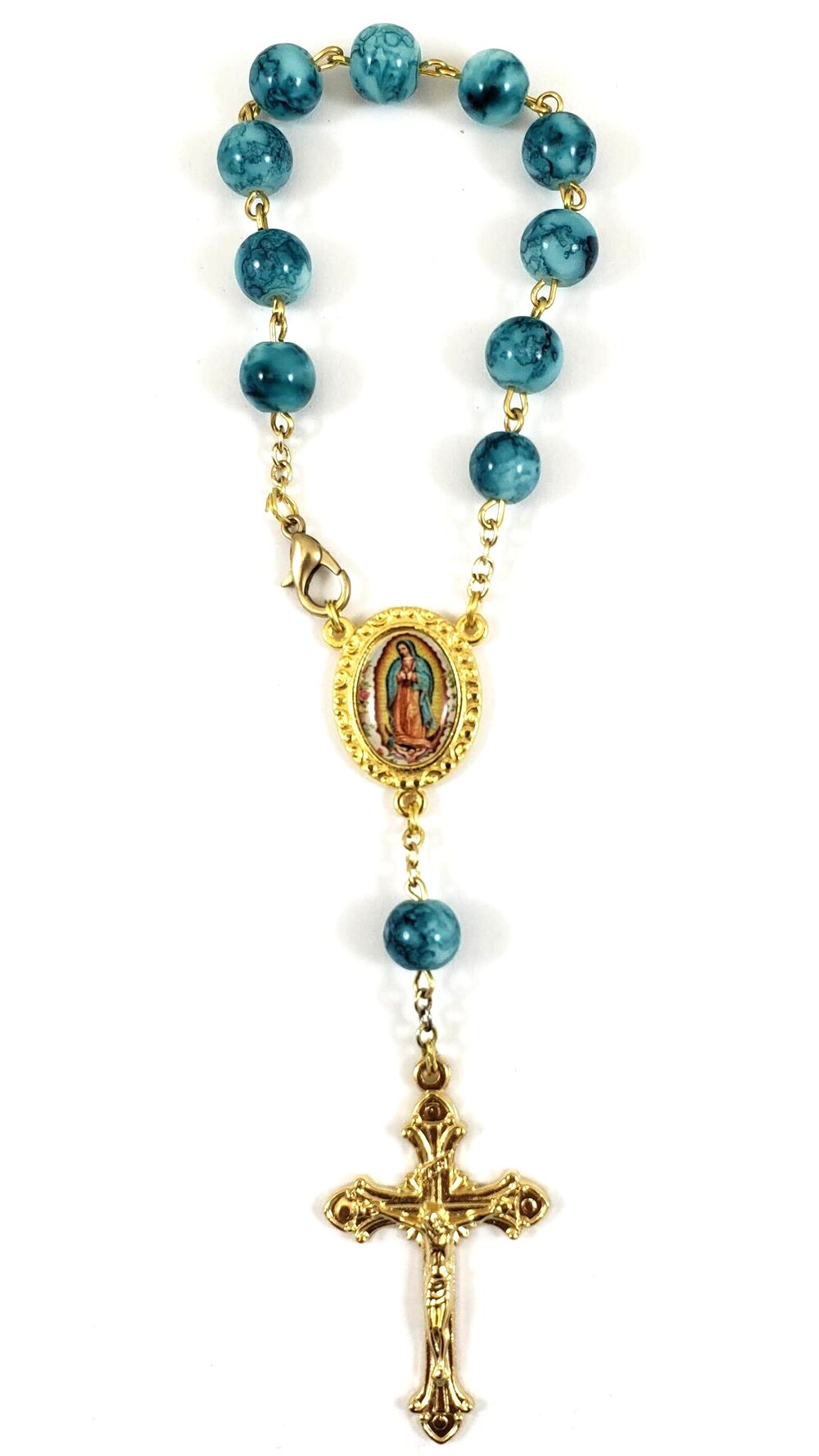 8mm Blue Our Lady of Guadalupe Single Decade Rosary