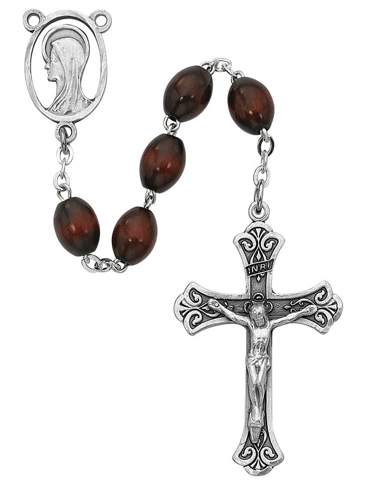 Oval Brown Wood Rosary