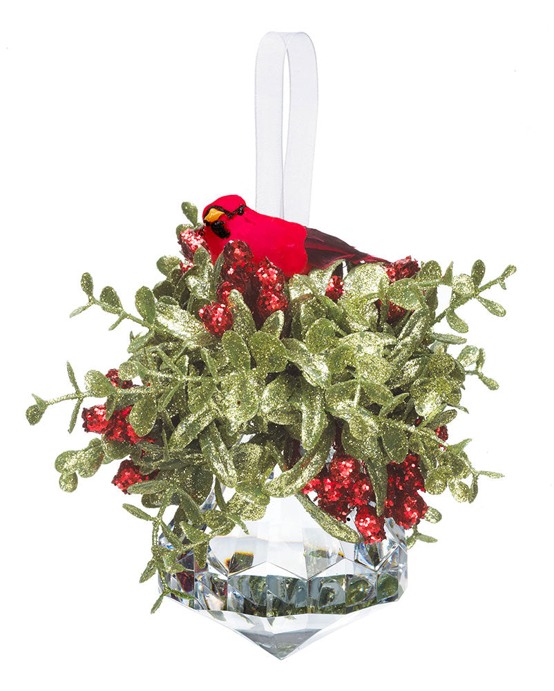 Red Cardinal Mistletoe Ornament