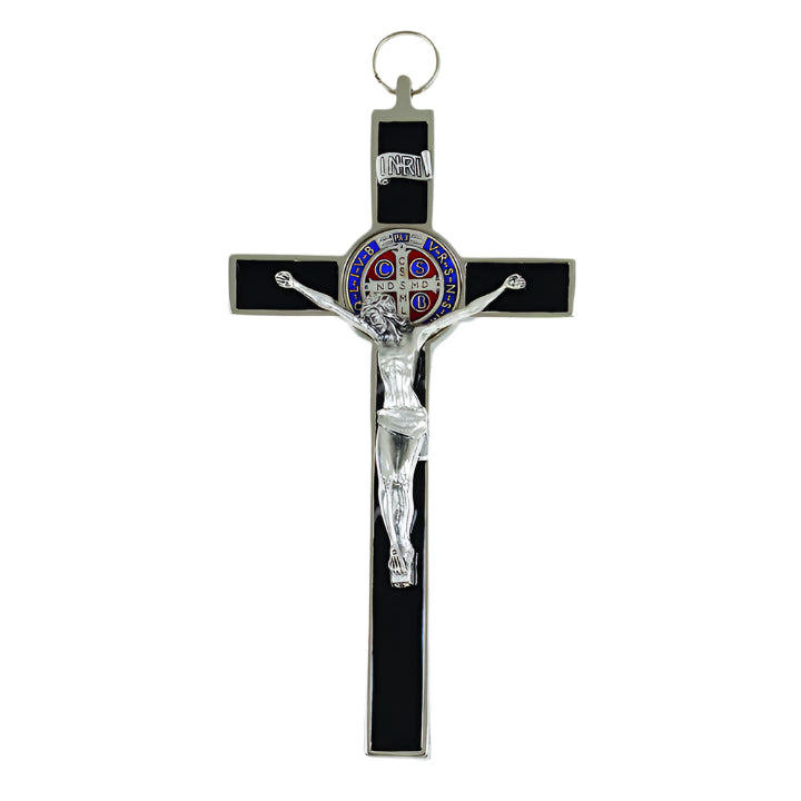 8" St. Benedict Multi Black Enamel Wall Crucifix
