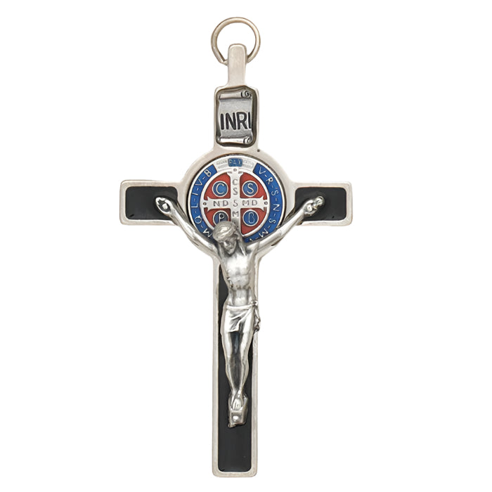3" St. Benedict Multi & Black Enamel Crucifix with Cord