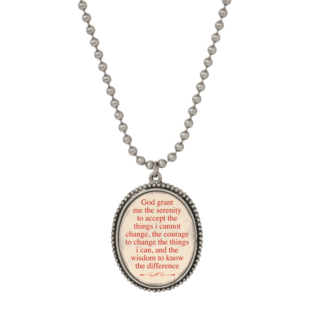 Serenity Prayer Oval Pendant Necklace