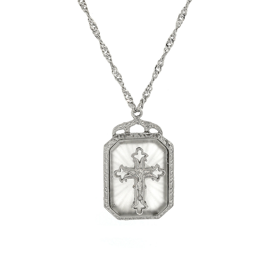 Frosted Stone Cross Necklace