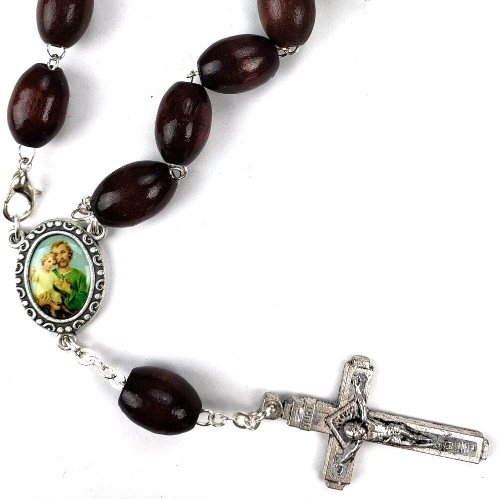 10mm x 12mm Brown St. Joseph Single Decade Auto Rosary