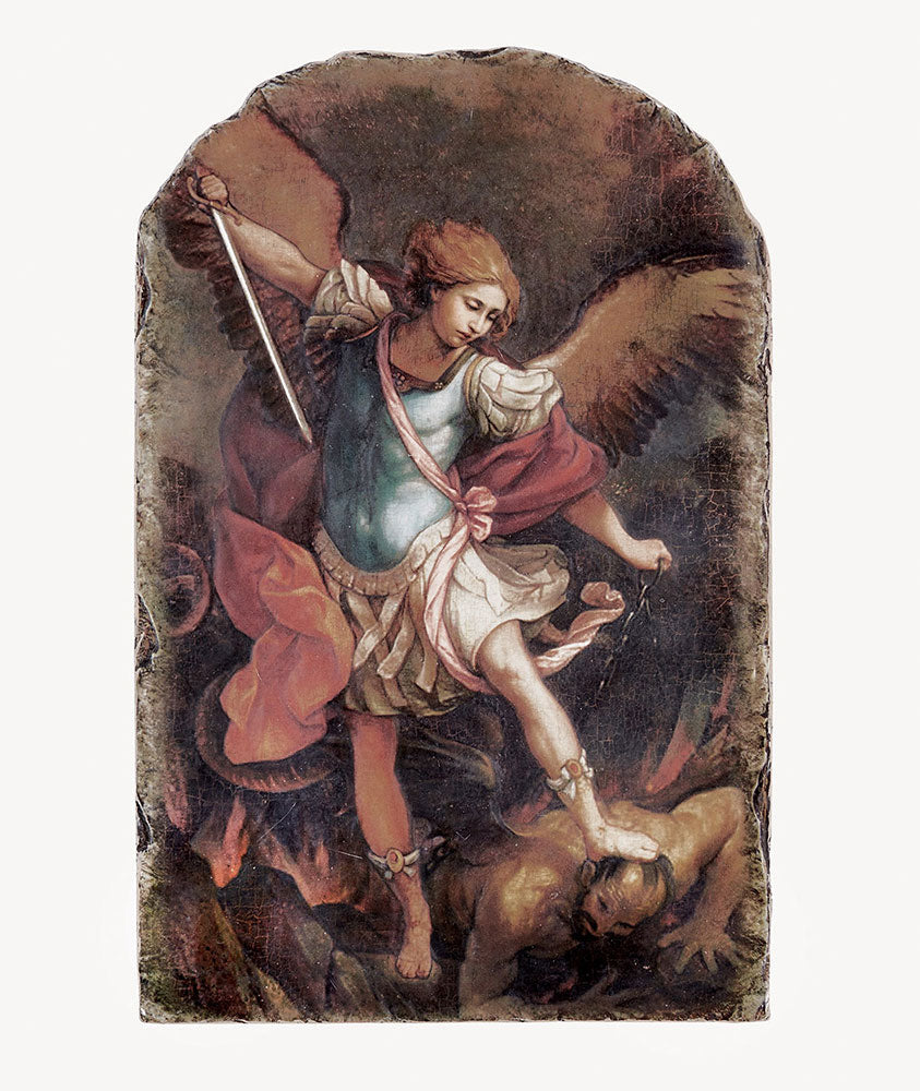 8.5" St. Michael Arched Tile Plaque with Stand