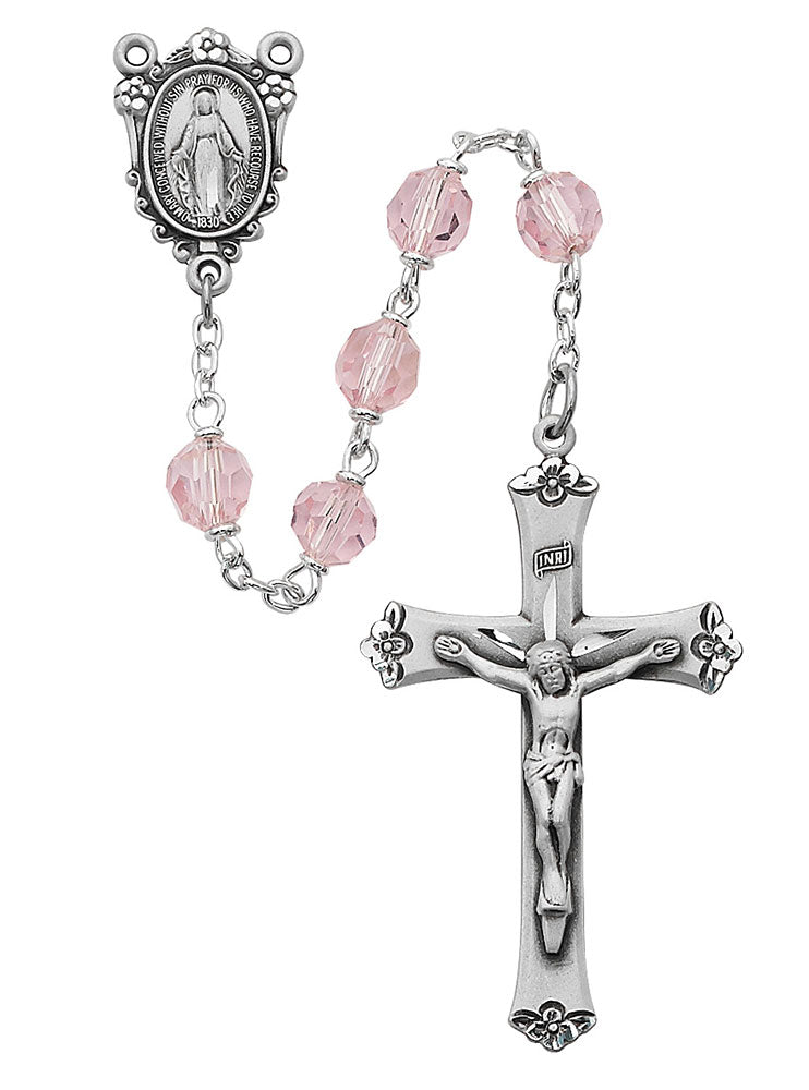 Sterling Silver Pink Tincut Rosary