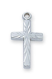 Sterling Silver Sunburst Cross on 16" Chain