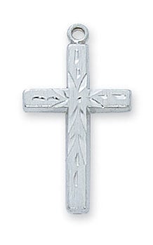 Sterling Silver Engraved Cross  on 18" Chain