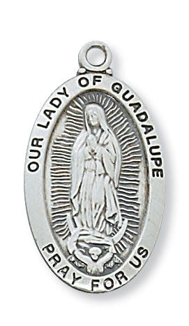 Our Lady of Guadalupe Sterling Silver Engravable Medal on 18" Chain