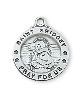 St. Bridget Sterling Silver Medal on 18" Chain