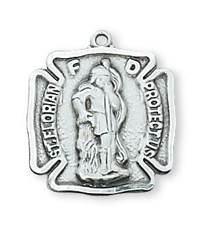 St. Florian Sterling Silver Medal on 18" Chain