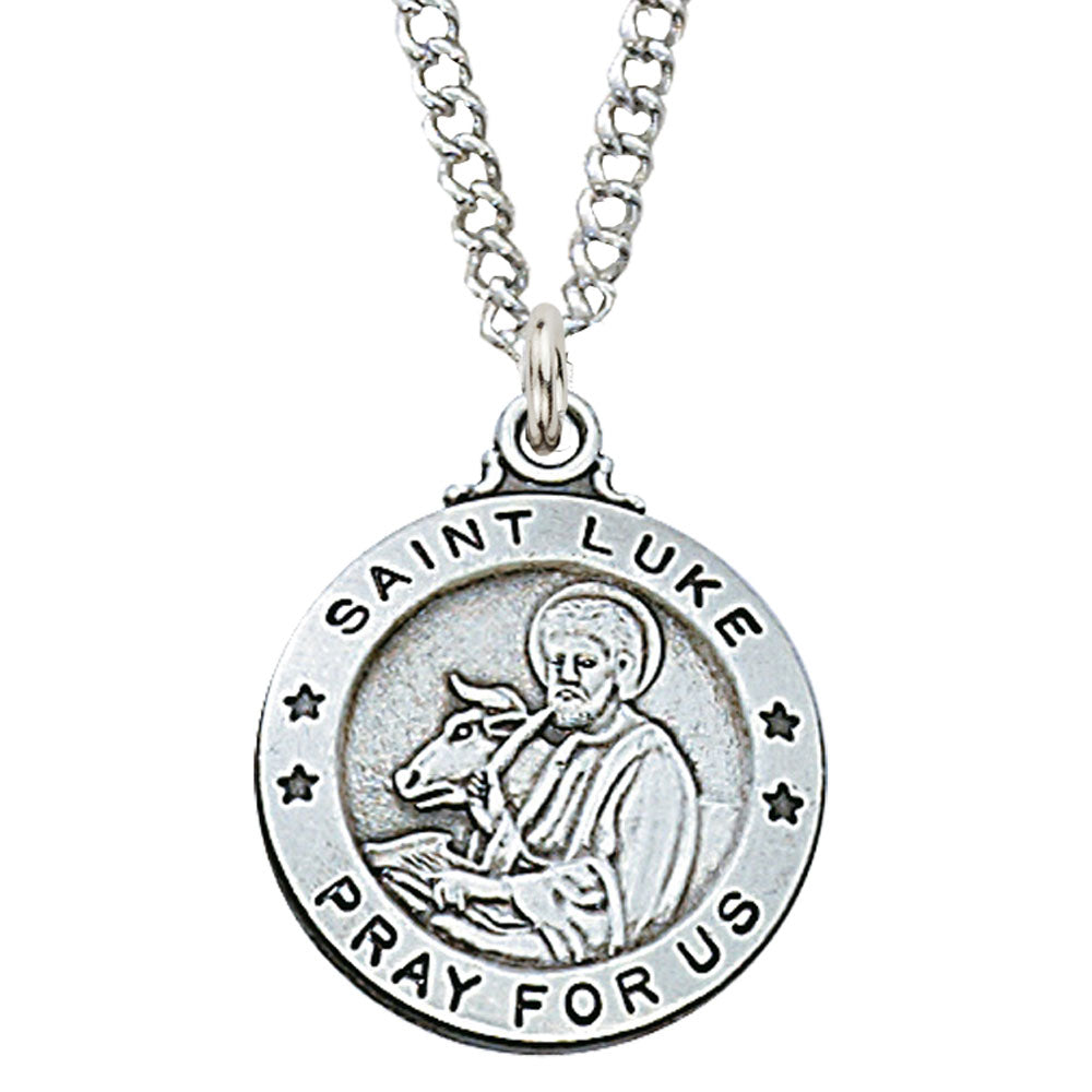 St. Luke Sterling Silver Medal on 20" Chain