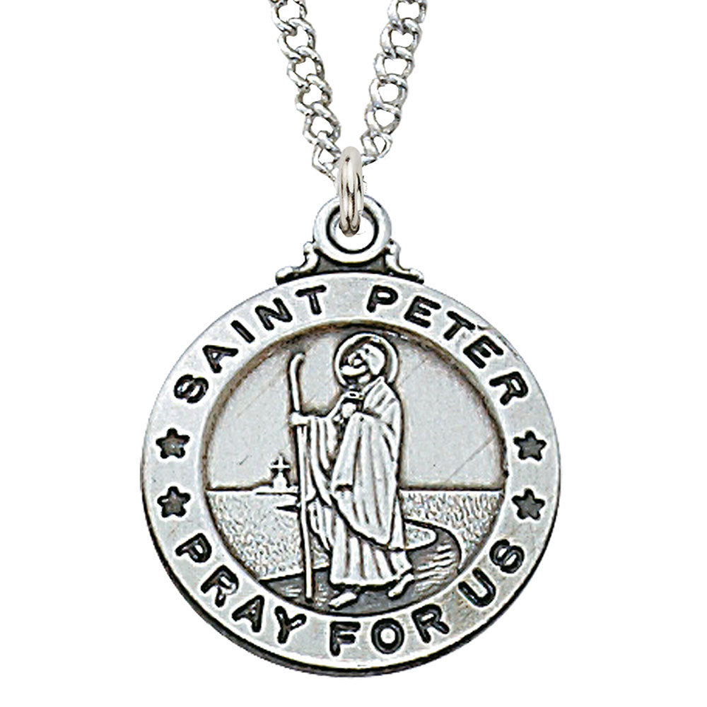 St. Peter Sterling Silver Medal on 20" Chain