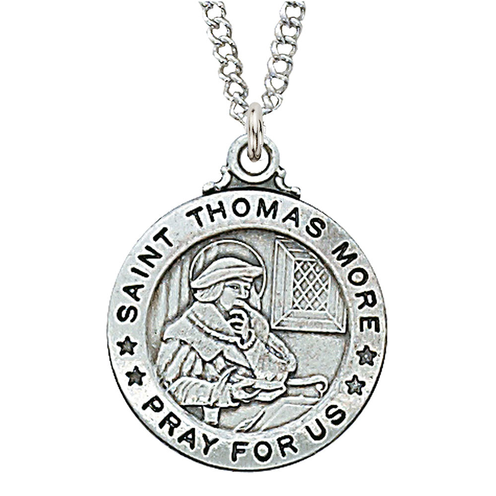St. Thomas More Sterling Silver Medal on 20" Chain