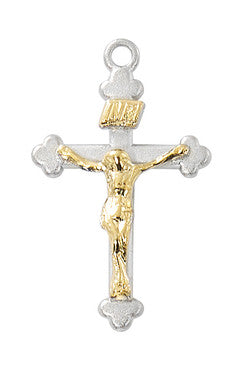Sterling Silver Two-Tone Crucifix on 16-18" Chain