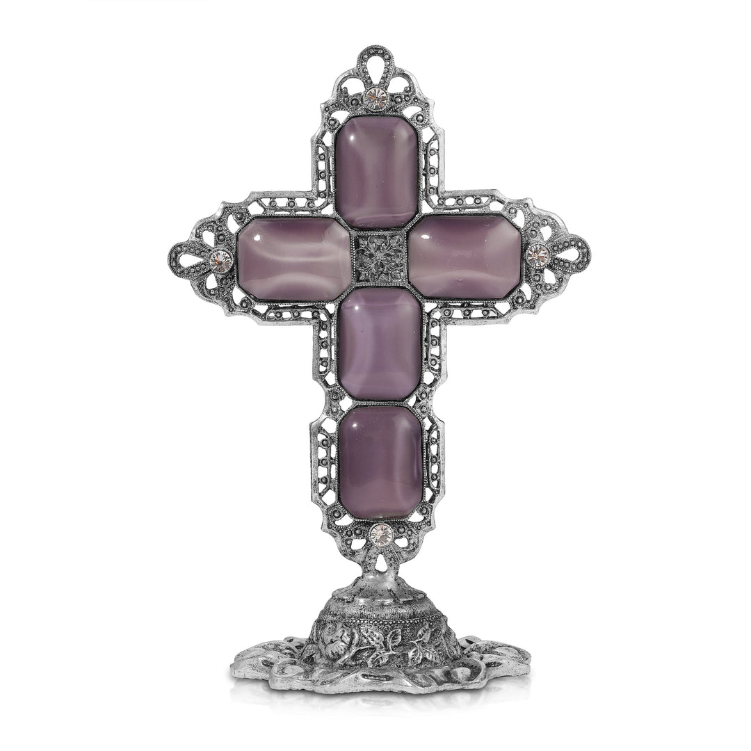 Symbols of Faith Purple Octagon Stone Cross Stand