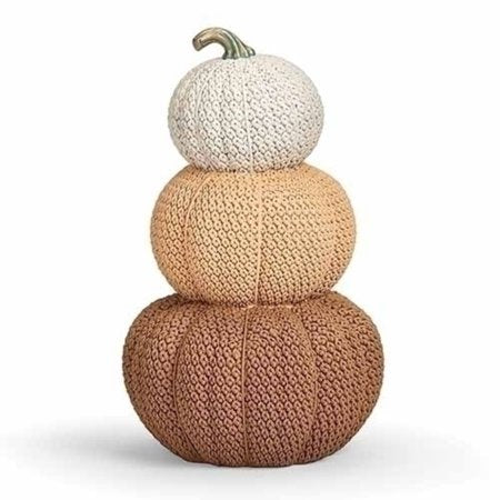 Tricolor Knit Pumpkin Stack with Stem Figure