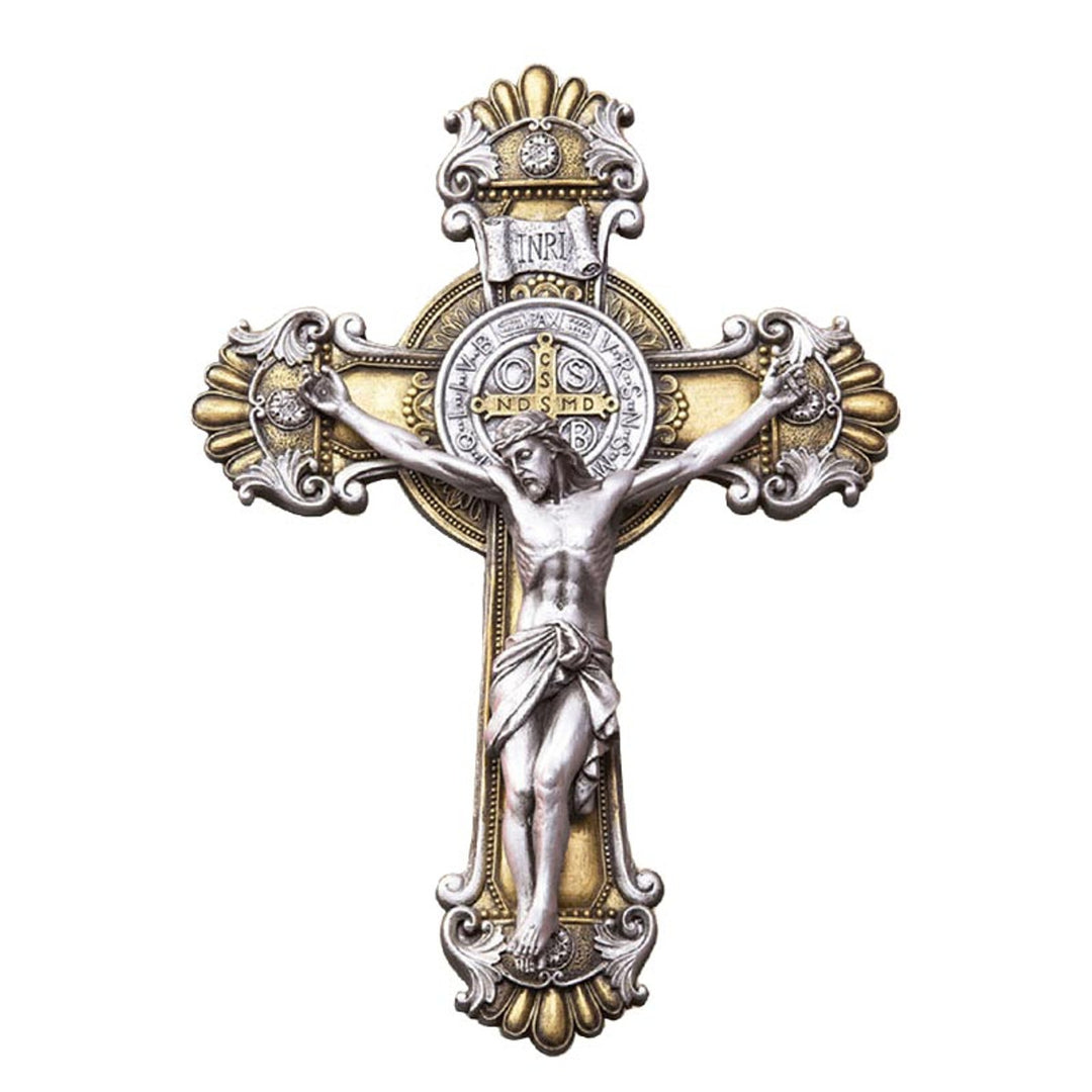 10.25" Two-Tone Saint Benedict Ornate Crucifix