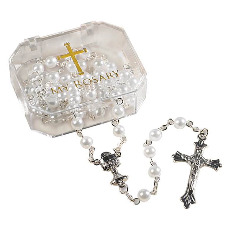 First Communion Rosary - White
