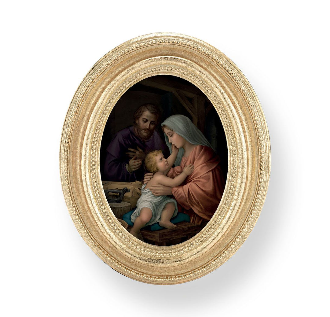 Gold Oval Frame with Holy Family Print