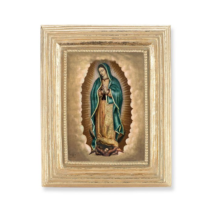 3.75" x 4.5" Gold Frame with a Our Lady of Guadalupe Print