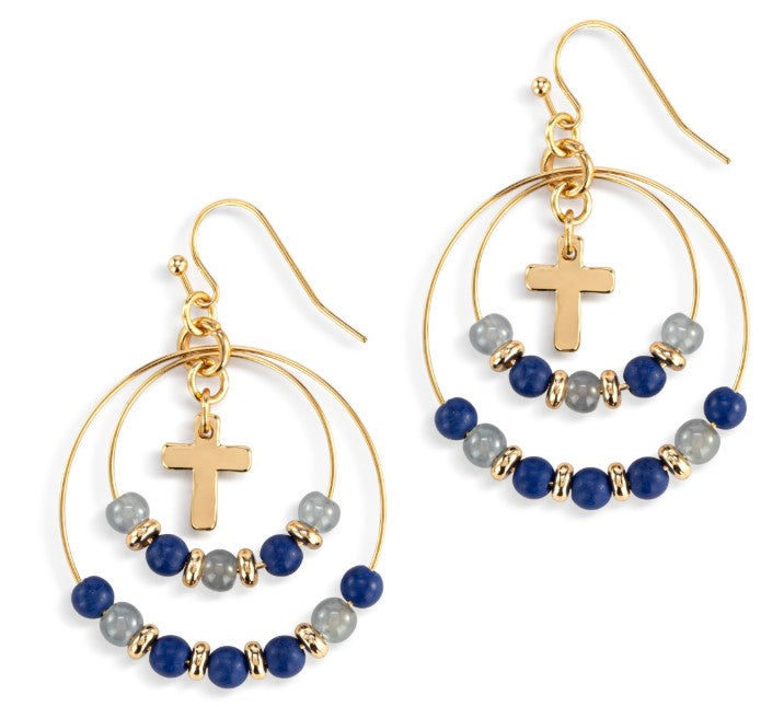Beaded Prayer Earrings - Indigo