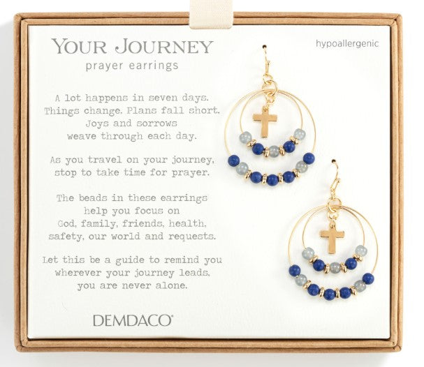 Beaded Prayer Earrings - Indigo
