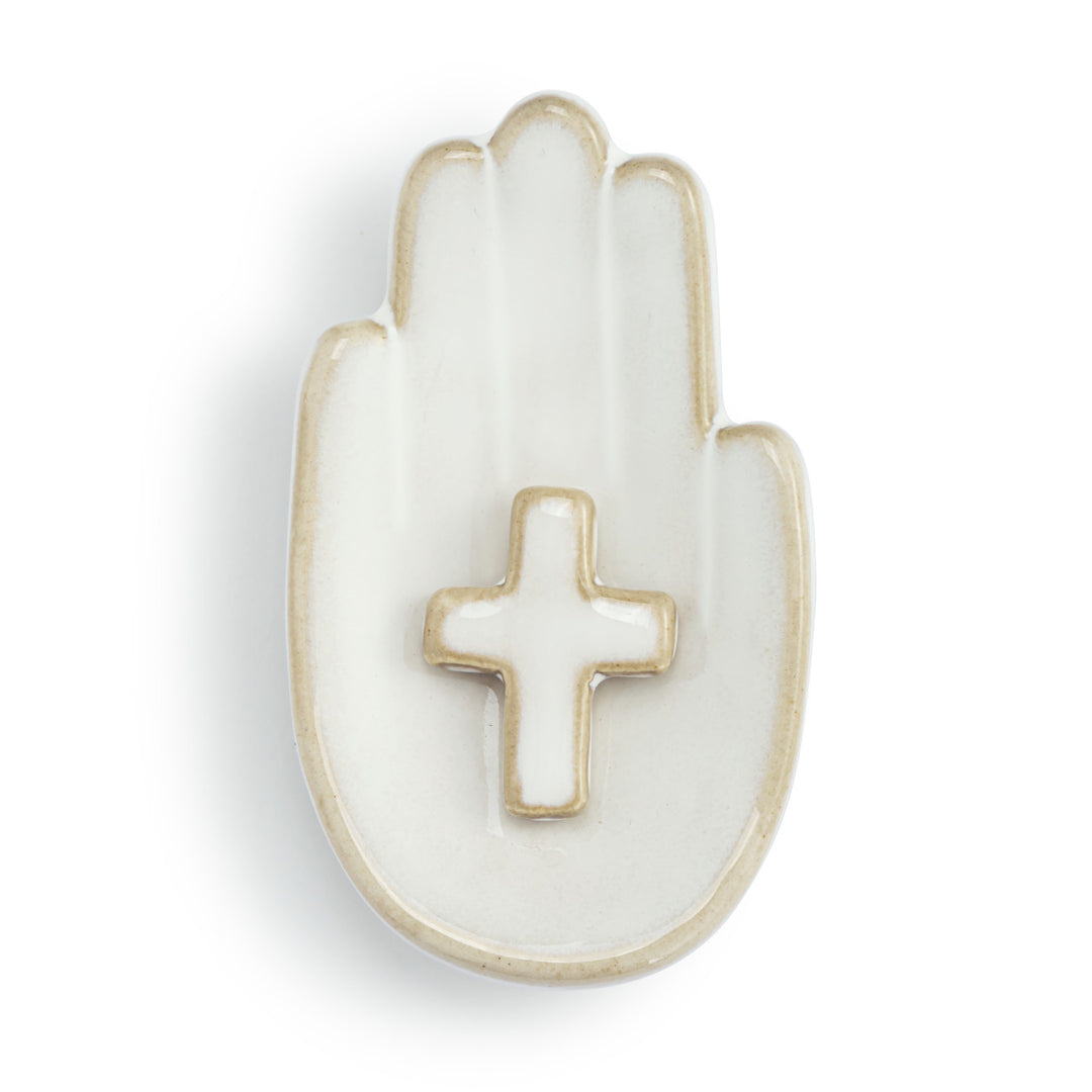 Hand in Hand Cross Trinket Dish - 2x4in