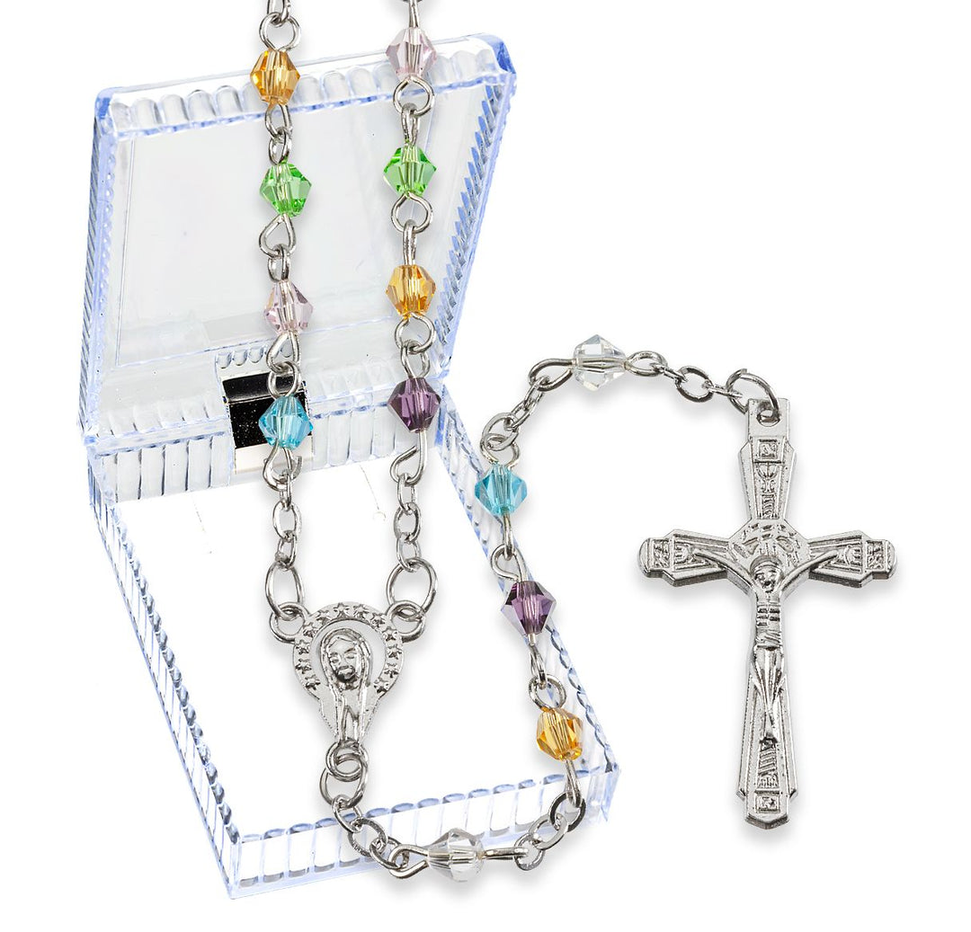 Multicolor Bicone Crystal Bead Rosary