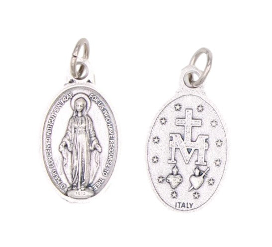 1" Silver-tone Miraculous Double Sided Medal