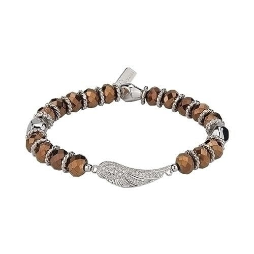 Guardian Angel Silver Tone and Bronze Stretch Bracelet