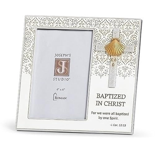 Baptized in Christ Picture Frame with Shell on Cross